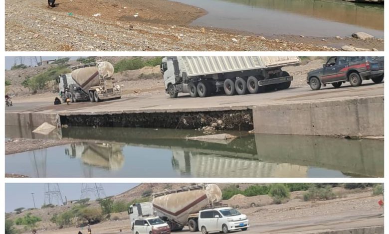 المغربي يتفقد الأضرار التي لحقت بالجسر رقم واحد في منطقة - المغربي يتفقد الأضرار التي لحقت بالجسر رقم واحد في منطقة مسادة بمديرية الملاح