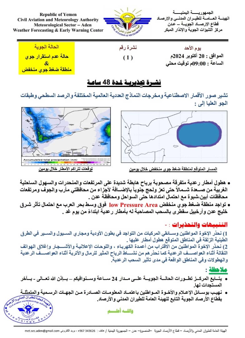 عاجل| الأرصاد الجوية تحذر من أمطار رعدية وضغط جوي منخفض خلال الـ48 القادمة