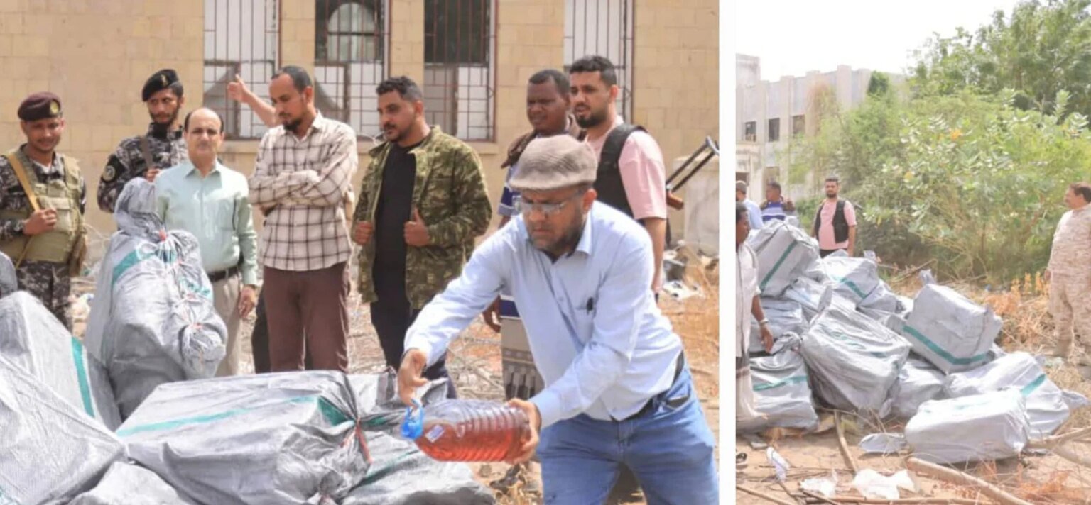 دارسعد تُتلف كميات ضخمة من السجائر المهربة والتالفة IMG 20260213 WA01232