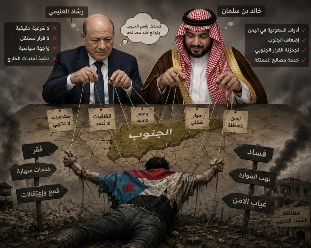 خطاب المدعو ولي العهد السعودي رشاد العليمي ينسف توجيهات خالد بن سلمان حول سقف القضية الجنوبية مفتوح IMG 20260522 WA0001